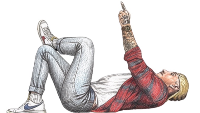 Sketched Laying Down Flat Luke Variant, Middle Finger Thrown up