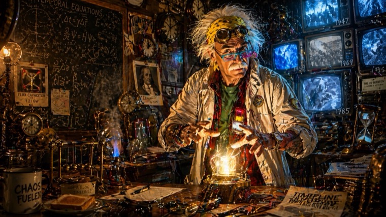 Doc Comm Time Lab Chalkboard Crt Wall Flux Capacitor