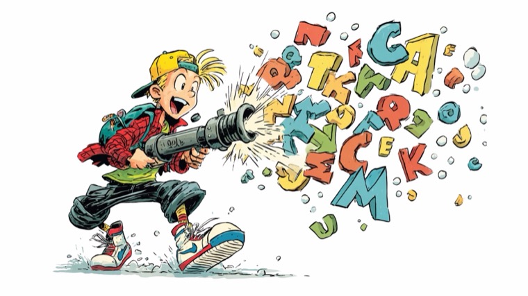 Tinab Letter Cannon Firing Alphabet Cartoon Gag